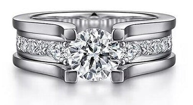 White Gold Engagement Ring. Featuring A Signature Created Lab Grown Center Diamond And Earth Mined Accent Diamonds.