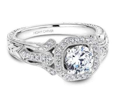 White Gold Engagement Ring. Featuring A Signature Created Lab Grown Center Diamond And Earth Mined Accent Diamonds.