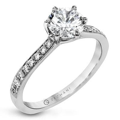 White Gold Engagement Ring. Featuring A Signature Created Lab Grown Center Diamond And Earth Mined Accent Diamonds