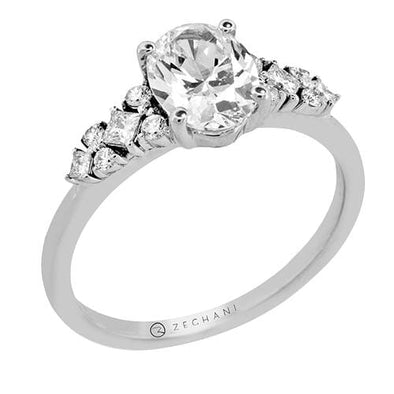 White Gold Engagement Ring. Featuring A Signature Created Lab Grown Center Diamond And Earth Mined Accent Diamonds.