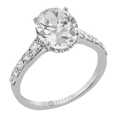 White Gold Engagement Ring. Featuring A Signature Created Lab Grown Center Diamond And Earth Mined Accent Diamonds.