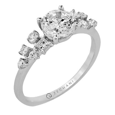 White Gold Engagement Ring. Featuring A Signature Created Lab Grown Center Diamond And Earth Mined Accent Diamonds.