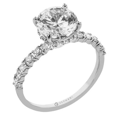 White Gold Engagement Ring. Featuring A Signature Created Lab Grown Center Diamond And Earth Mined Accent Diamonds.