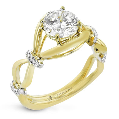 Yellow Gold Engagement Ring. Featuring A Signature Created Lab Grown Center Diamond And Earth Mined Accent Diamonds.