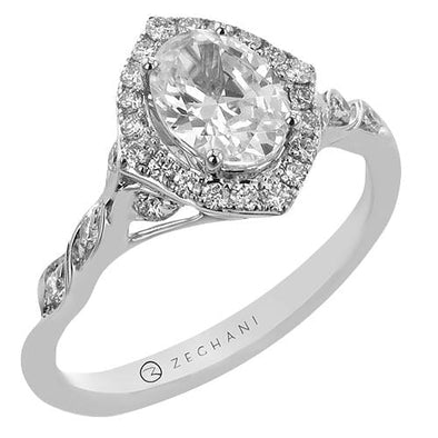 White Gold Engagement Ring. Featuring A Signature Created Lab Grown Center Diamond And Earth Mined Accent Diamonds.