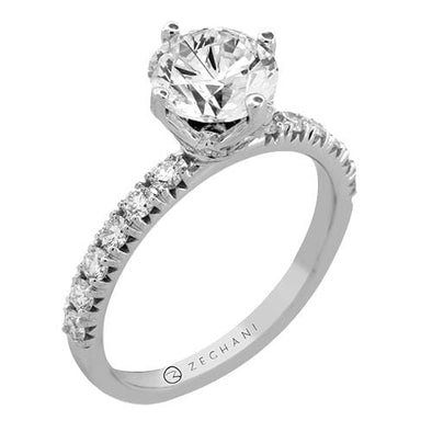 White Gold Engagement Ring. Featuring A Signature Created Lab Grown Center Diamond And Earth Mined Accent Diamonds.