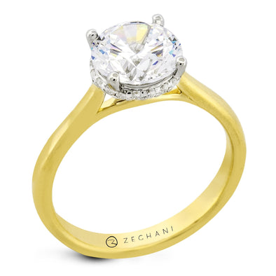 Yellow Gold Engagement Ring. Featuring A Signature Created Lab Grown Center Diamond And Earth Mined Accent Diamonds.