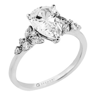 White Gold Engagement Ring. Featuring A Signature Created Lab Grown Center Diamond And Earth Mined Accent Diamonds.