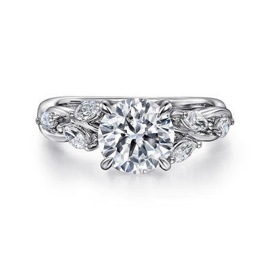 White Gold Engagement Ring. Featuring A Signature Created Lab Grown Center Diamond And Earth Mined Accent Diamonds.