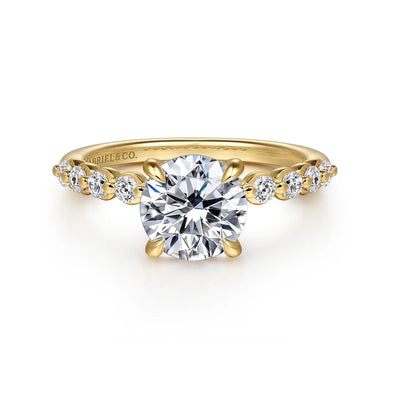 Yellow Gold Engagement Ring. Featuring A Signature Created Lab Grown Center Diamond And Earth Mined Accent Diamonds.